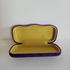 GUCCI Eye glasses case velvet purple gold lining sunglasses luxury designer